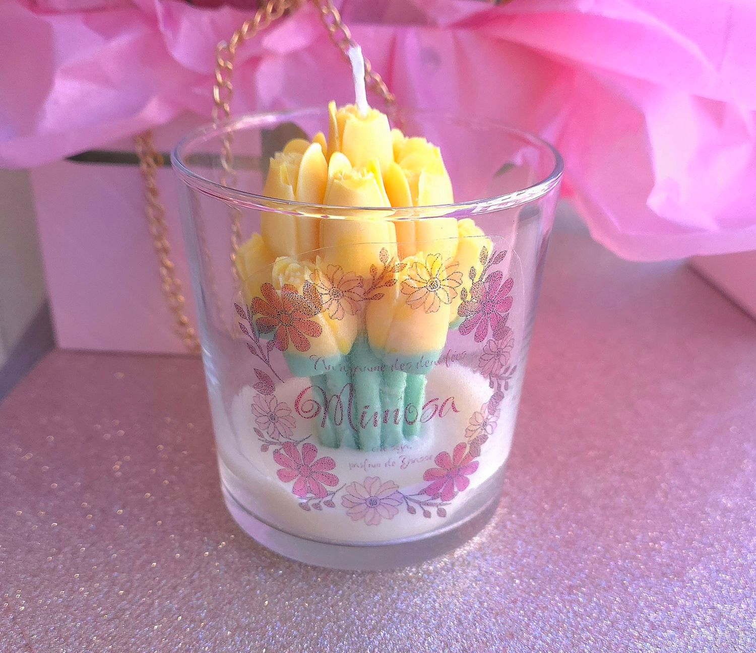 233.Bougie Bouquet de Tulipe - Mimosa