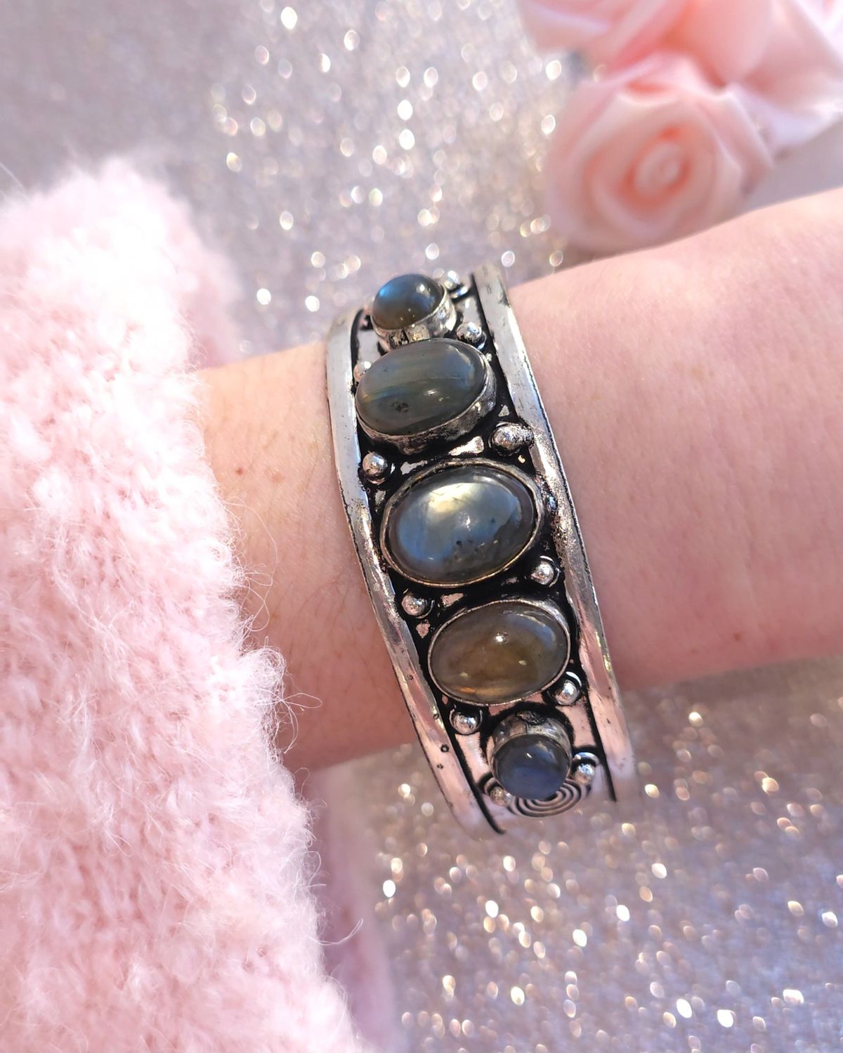 Jonc Labradorite n°1 - Plaqué Argent