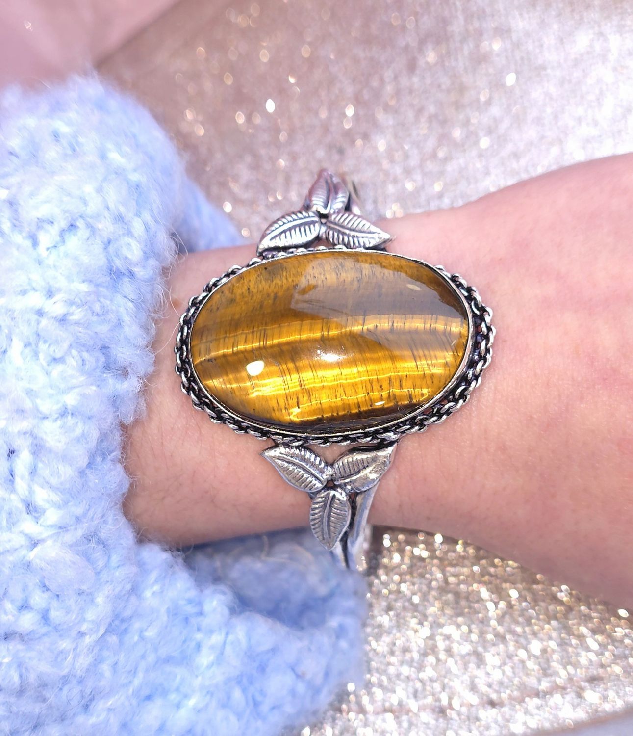 Jonc Oeil du tigre - Plaqué Argent 