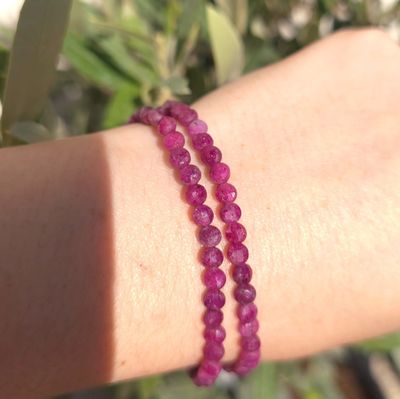 129.Bracelet Rubis Extra Facetté Rond ø4 18 CM
