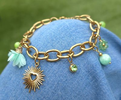 163.Bracelet Création Breloque - Calcite Verte/Variscite
