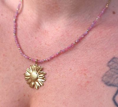 186.Collier Tourmaline Rose ø4