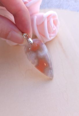 Agate Plume inclusion d'Agate orangé 
