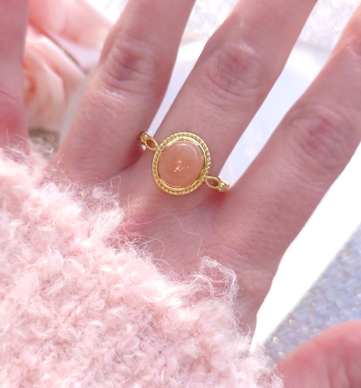 Bague Pierre de Lune - Laiton Rhodié Doré