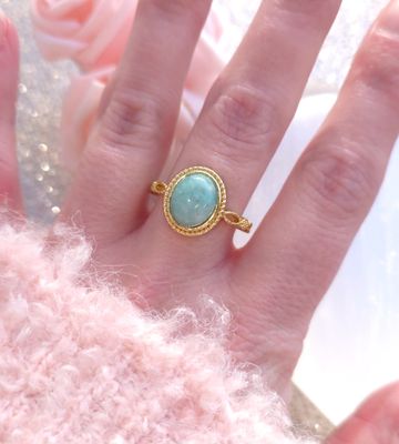 Bague Amazonite - Laiton Rhodié Doré