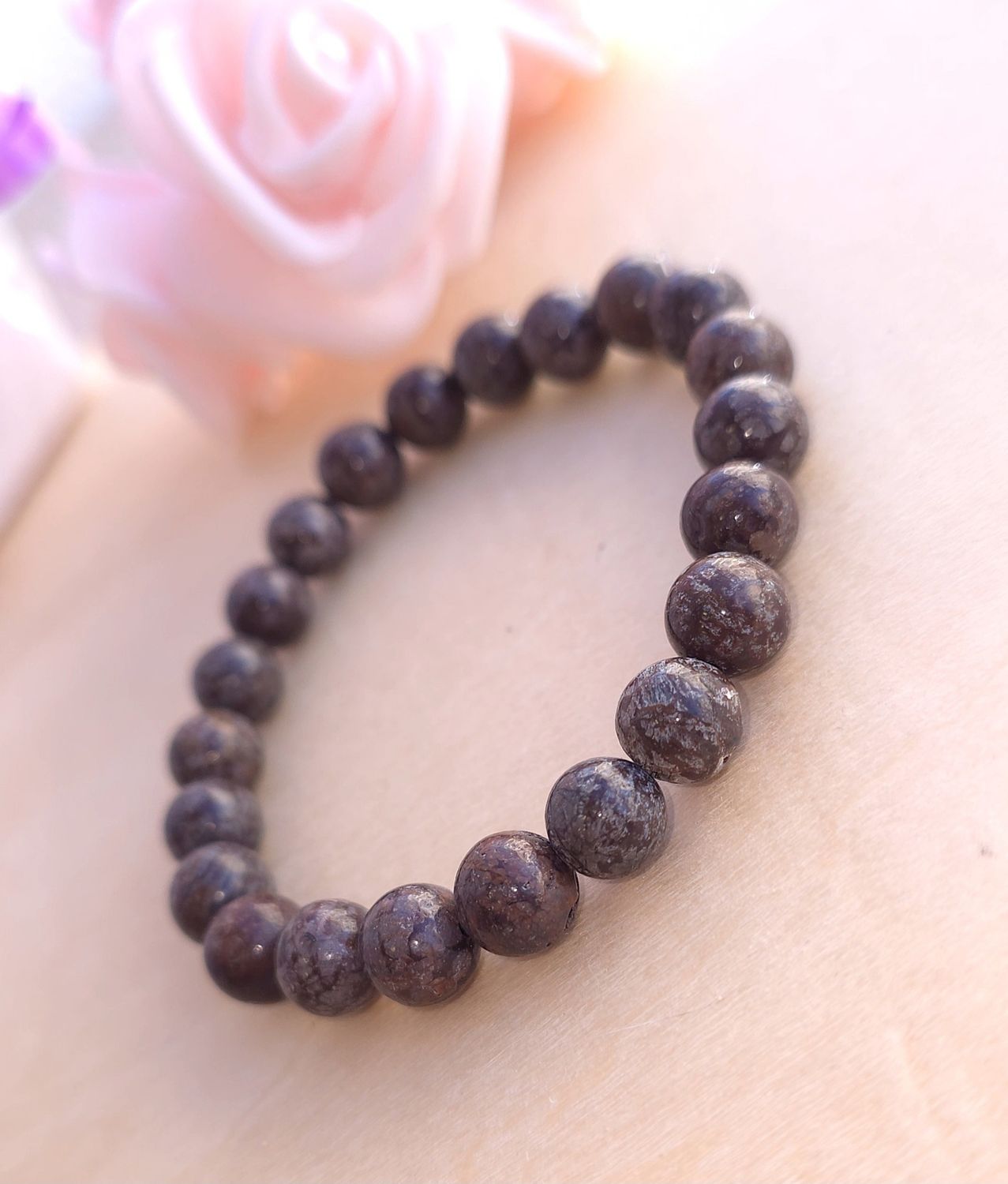 Bracelet Obsidienne Fleurie Marron ø8