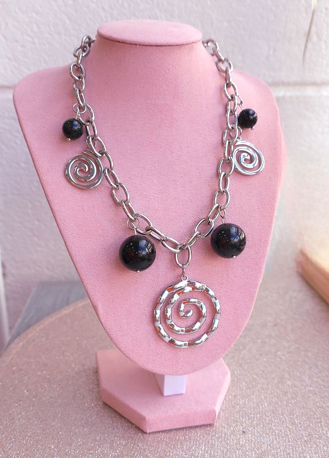 8. Collier Obsidienne Oeil céleste - Argenté