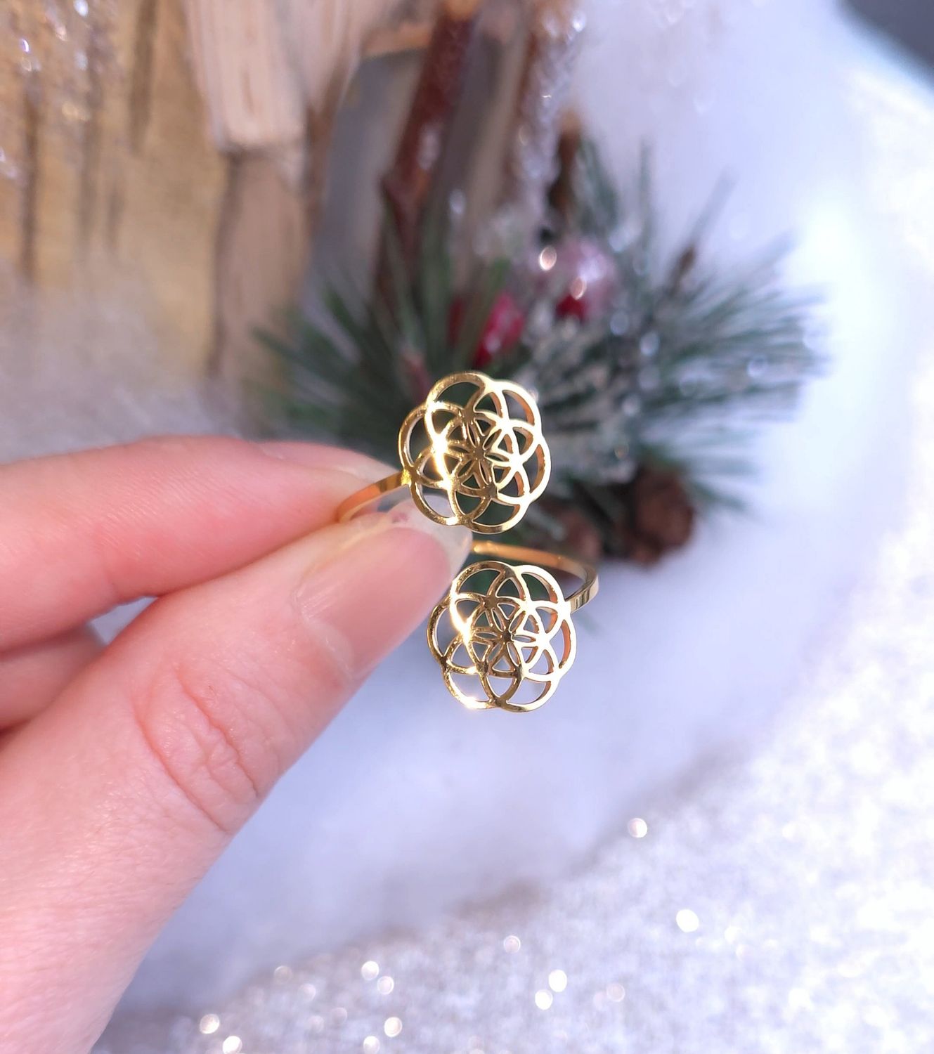 Bague fleur de vie - Doré 