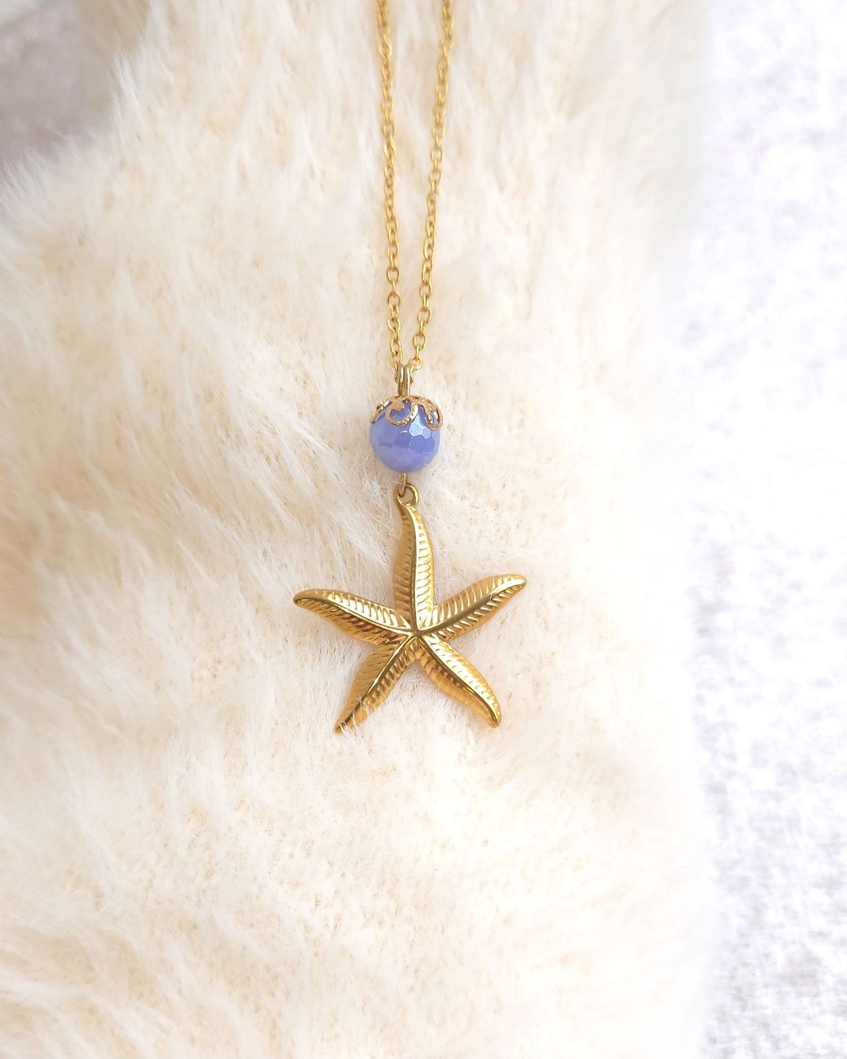 Collier Calcédoine Bleue