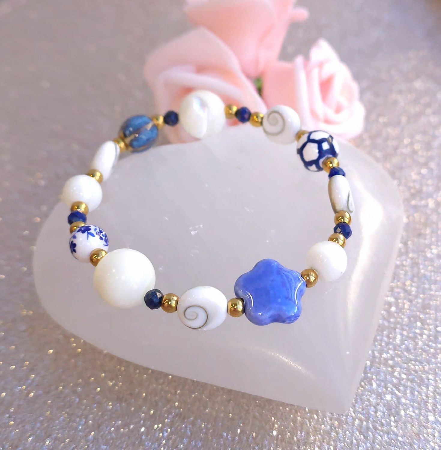 Bracelet Unique - Oeil Sainte Lucie/ Lapis-Lazuli/Nacre