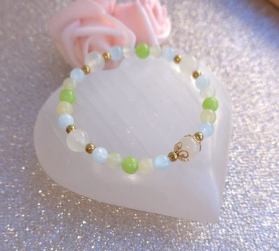 Bracelet Création - Jade de Chine/ Hémimorphite/ Calcite Verte