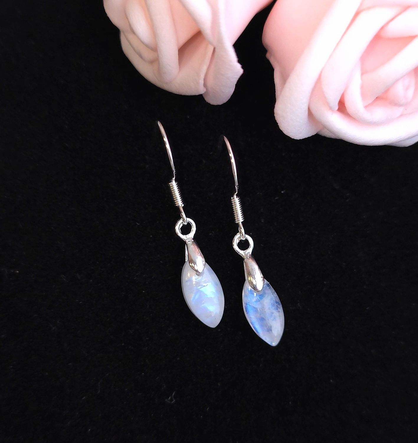 Paire Unique • Boucle Pierre de Lune Blanche AAA n°2 - Argent 925