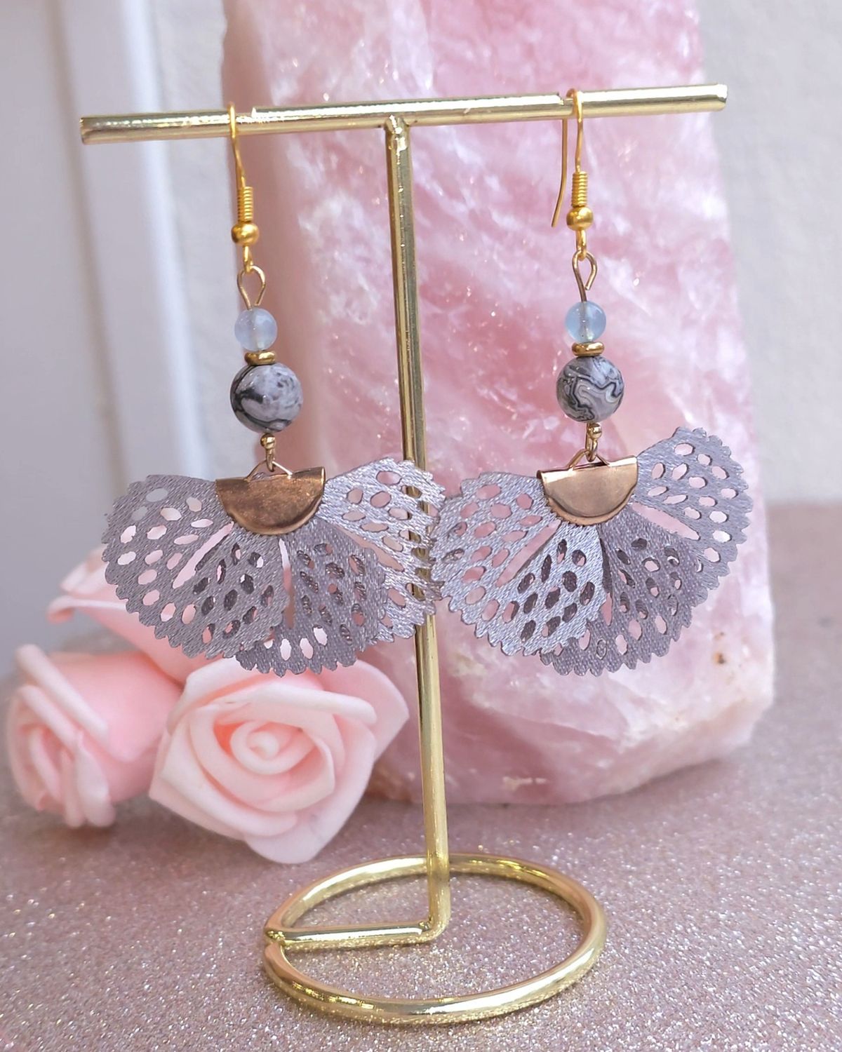 Boucle Valentine • Agate Crazy Lace/Aigue Marine (Unique)