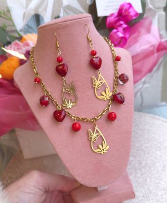 Pièce Unique • Ensemble Collier/Bouclier D'oreilles - Bambou de Mer