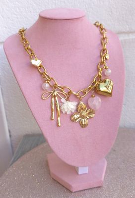 Collier Quartz Rose • Acier inoxydable