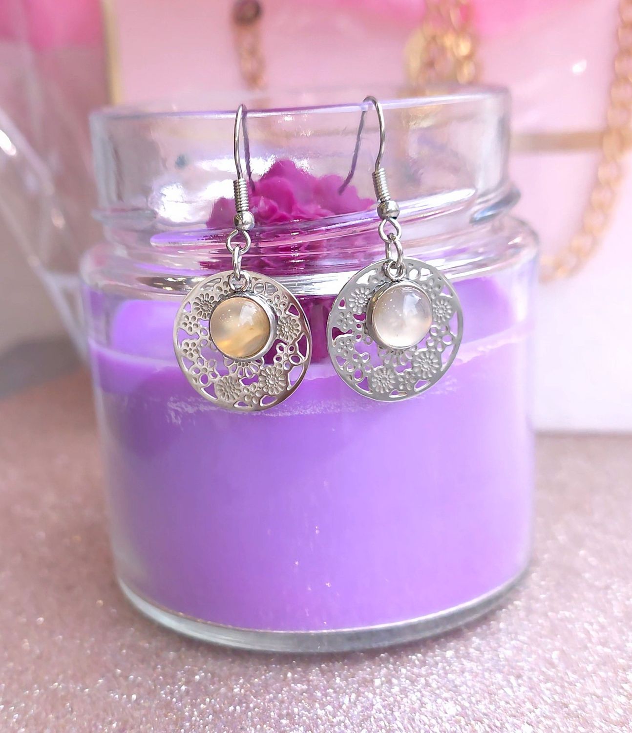 Boucle Pendante • Agate Indienne n°2