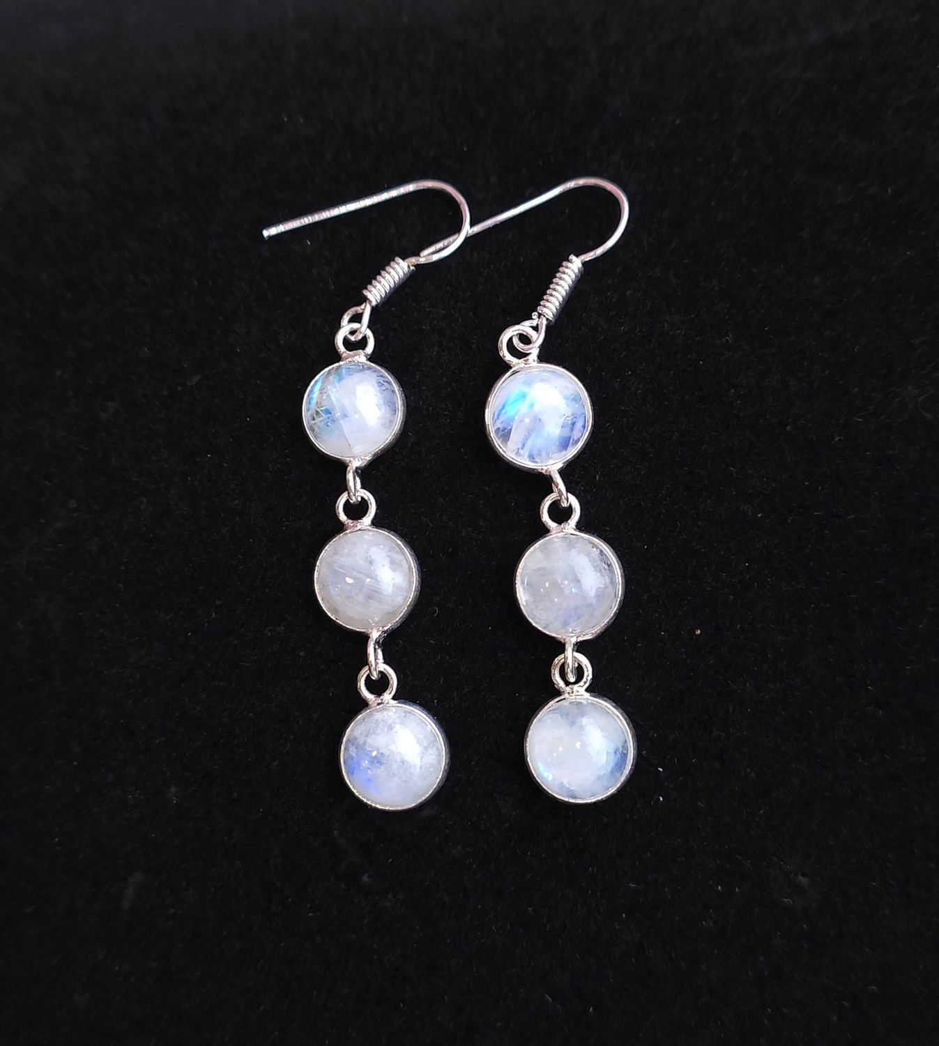 Paire Unique • Boucle Pierre de Lune Blanche • Argent 