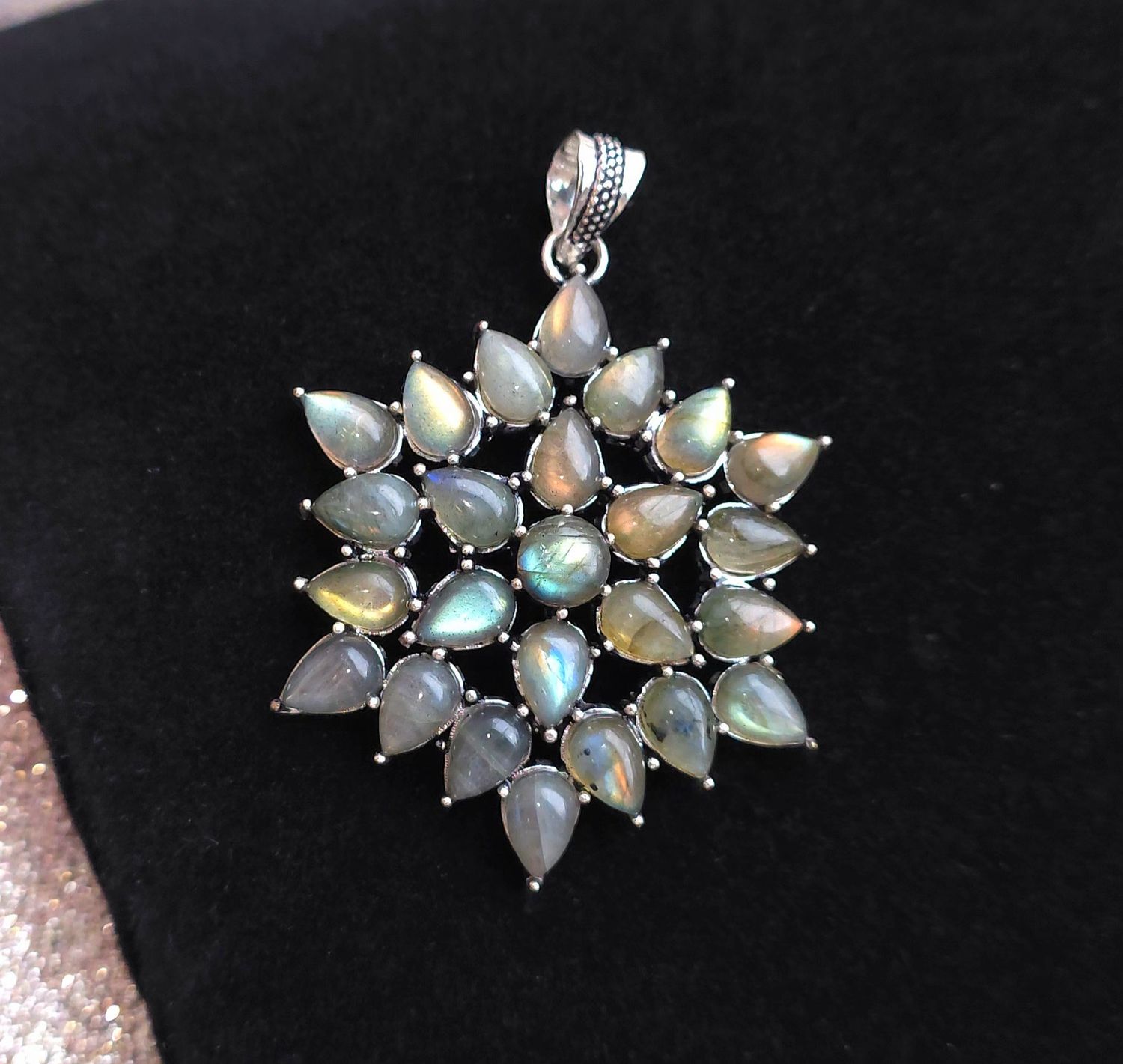 Fleur Labradorite • Plaqué Argent 