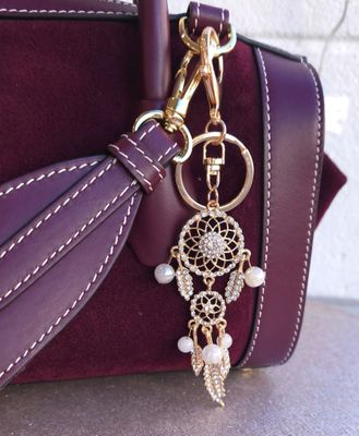 Bijoux de Sac/Porte Clés - Agate Irisée/Jade blanc 