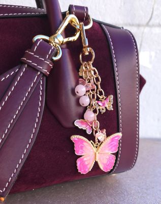 Bijoux de Sac/Porte Clés Papillon - Quartz rose