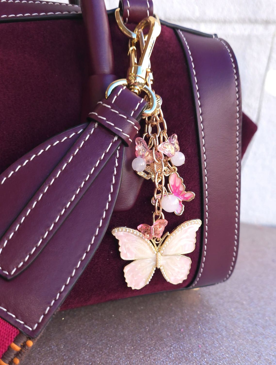 Bijoux de Sac/Porte Clés Papillon - Jade Blanc 