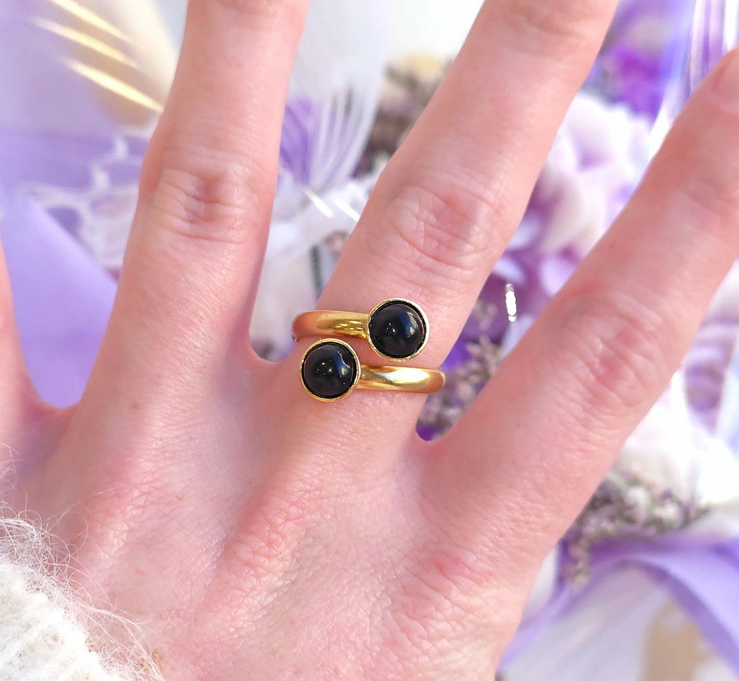 Bague Tourmaline Noire • Acier inoxydable 