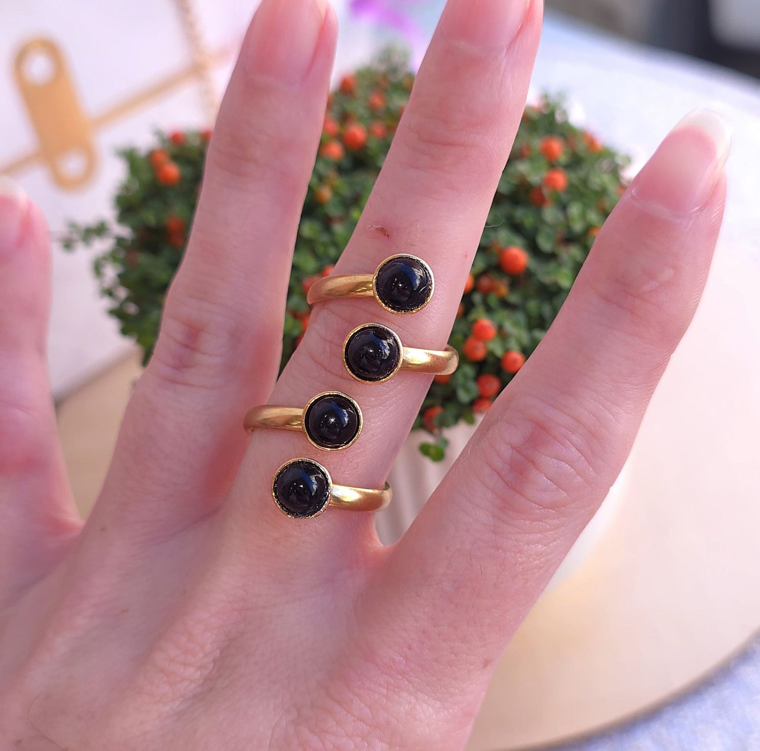 Bague Tourmaline Noire • Acier inoxydable 
