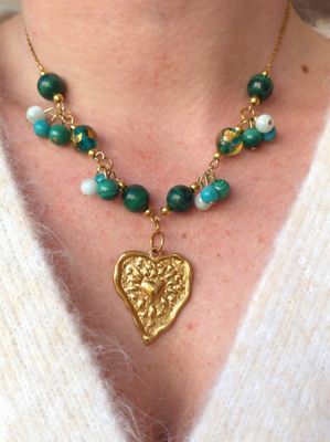 Collier Unique • Malachite/Turquoise/Garniérite