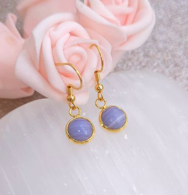 Boucle Pendante • Calcédoine bleue 