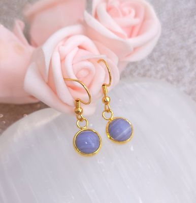 Boucle Pendante • Calcédoine bleue 