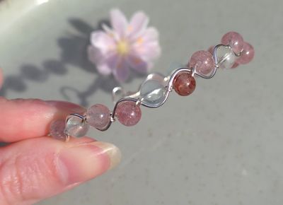 Bracelet Aigue marine/Quartz Fraise 