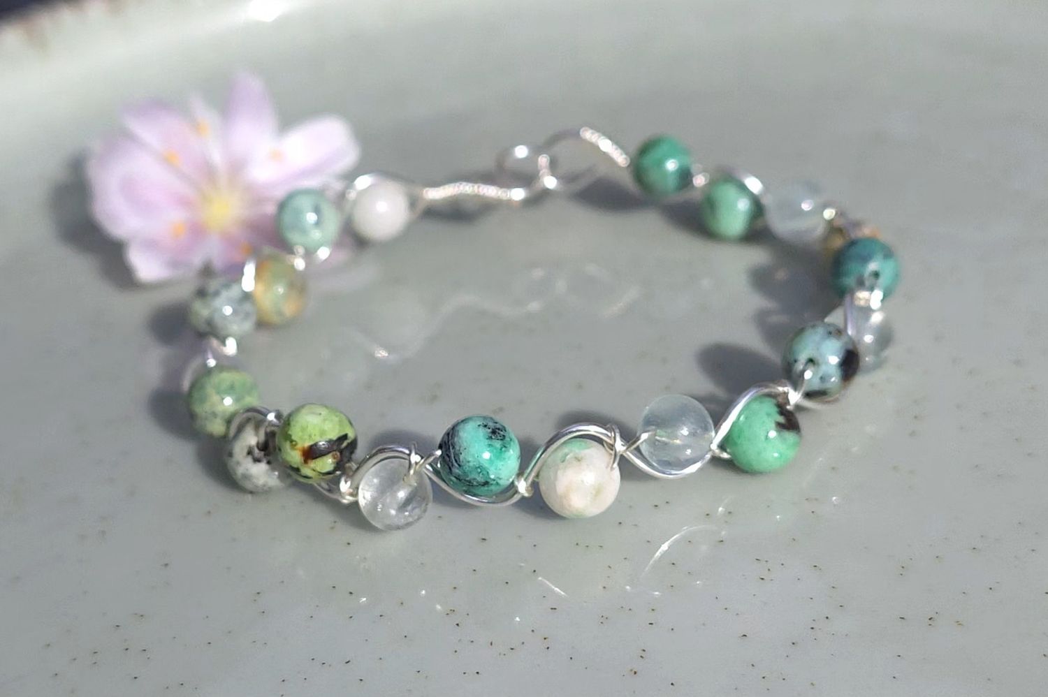 Bracelet Aigue marine/Variscite 