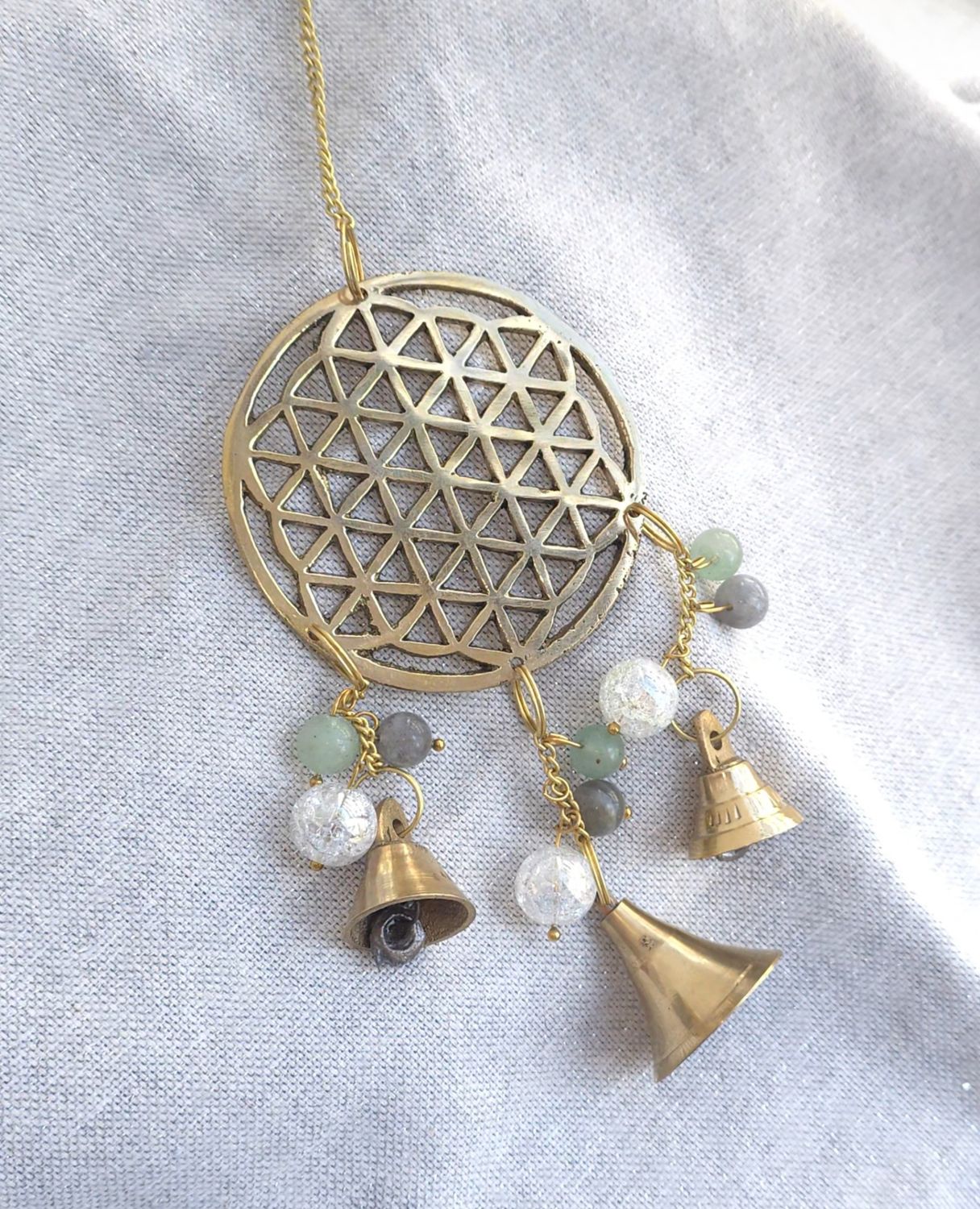 Carillon Fleur de vie • Labradorite/Aqua angel/Aventurine