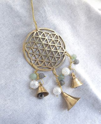 Carillon Fleur de vie • Labradorite/Aqua angel/Aventurine