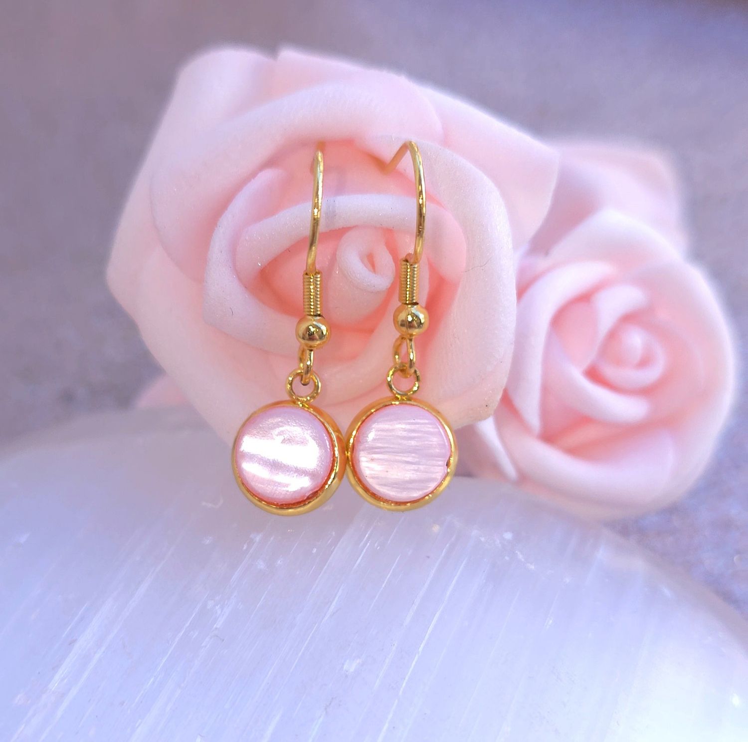 Boucle Pendante • Nacre rose 