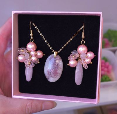 Parure Quartz Rose/Tourmaline Rose