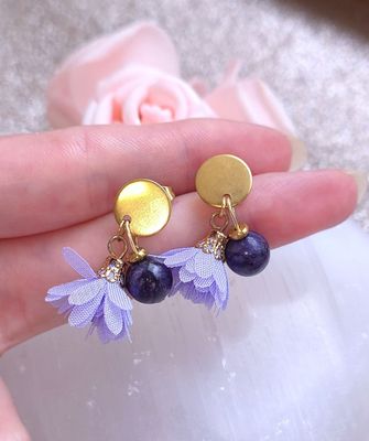 Boucle Bouton Ronde • Charoïte 