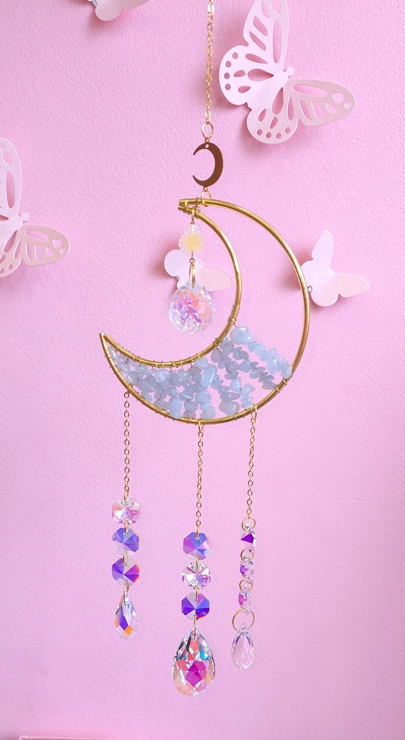 Capteur de Lumière Lune - Aigue Marine/Aqua Angel/Cristal de Roche