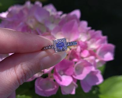 156.Bague Tanzanite Bleue Carré