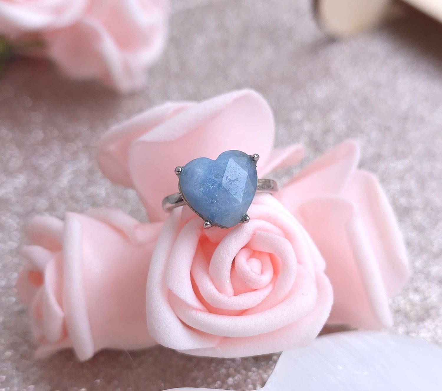238.Bague Aigue Marine Coeur