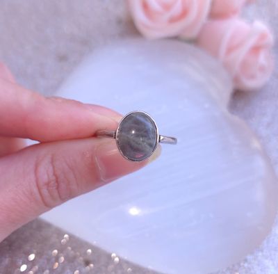 151.Bague Labradorite Feu Rose • Argent