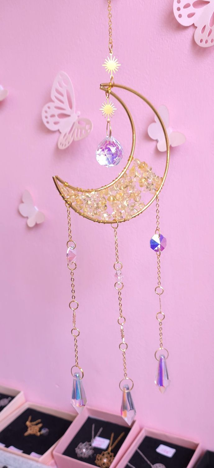 116 .Capteur de Lumière Lune - Quartz Citron/Aqua Angel