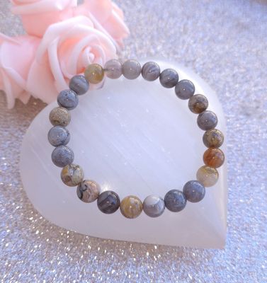 Bracelet Agate Feuille de Bambou ø8