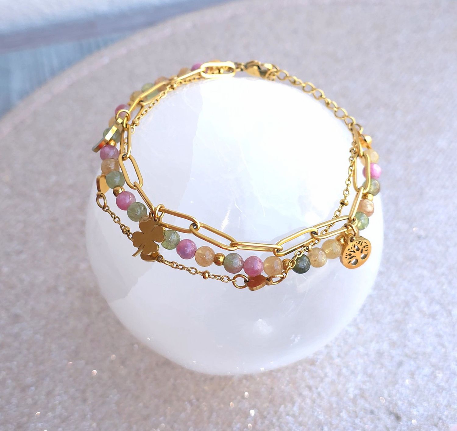 Bracelet de Cheville • Tourmaline Multicolore ø4
