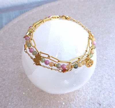 Bracelet de Cheville • Tourmaline Multicolore ø4