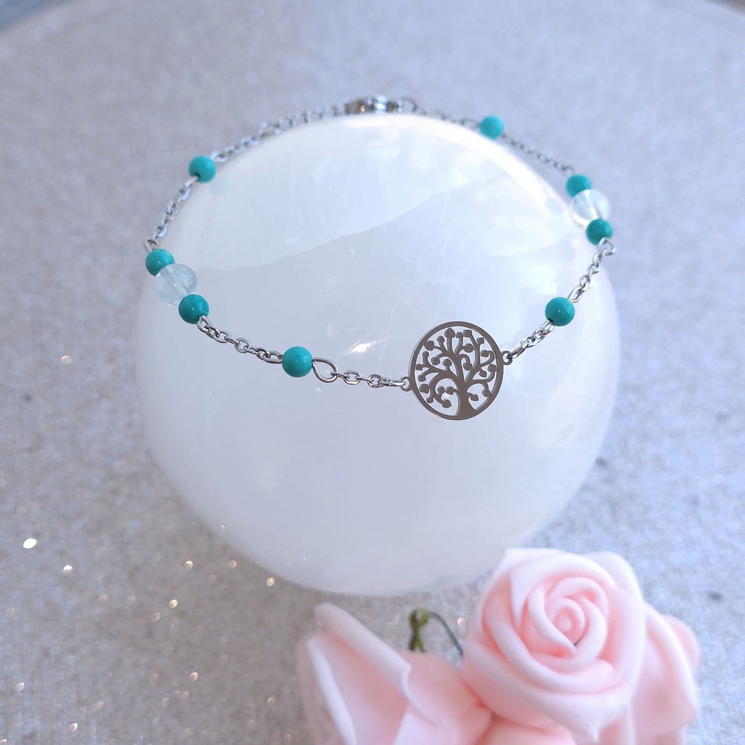 Bracelet de cheville • Turquoise/Aigue marine