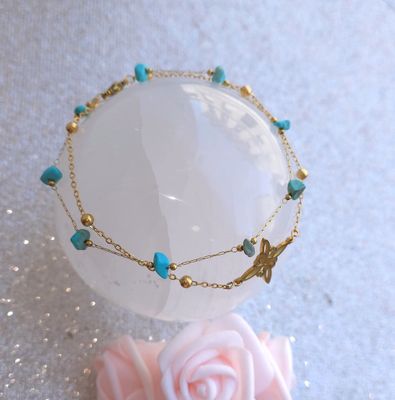 Bracelet de cheville • Turquoise du Tibet/Noeud de Sorcière