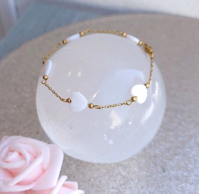 Bracelet de cheville • Nacre Coeur