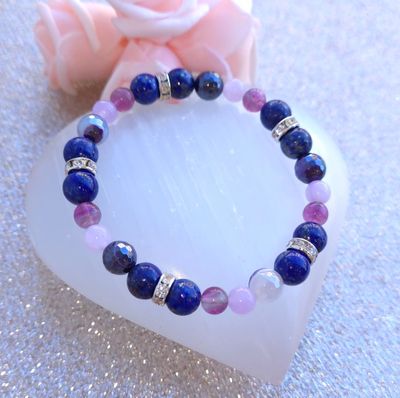 Bracelet Création • Lapis lazuli/Fluorite/Anhydrite/Agate violette