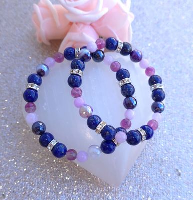 Bracelet Création • Lapis lazuli/Fluorite/Anhydrite/Agate violette